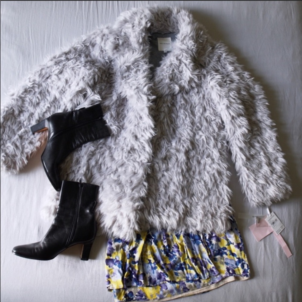AVEC LES FILLES Notch Collar Curly Faux Fur Jacket size Extra Large - Picture 3 of 8
